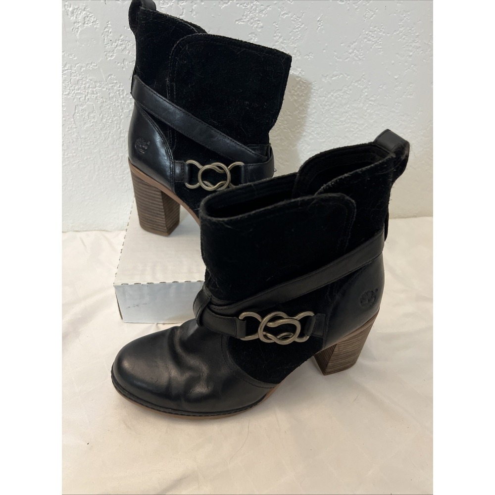 Women Timberland Dennett Buckle Ankle Boot TB0A168O  Size 8.5 Black 8661A‎ EUC